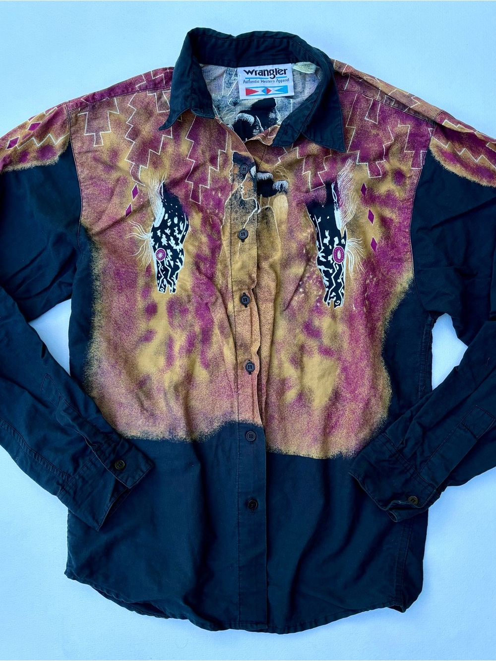 90s Wrangler western Aztec button down